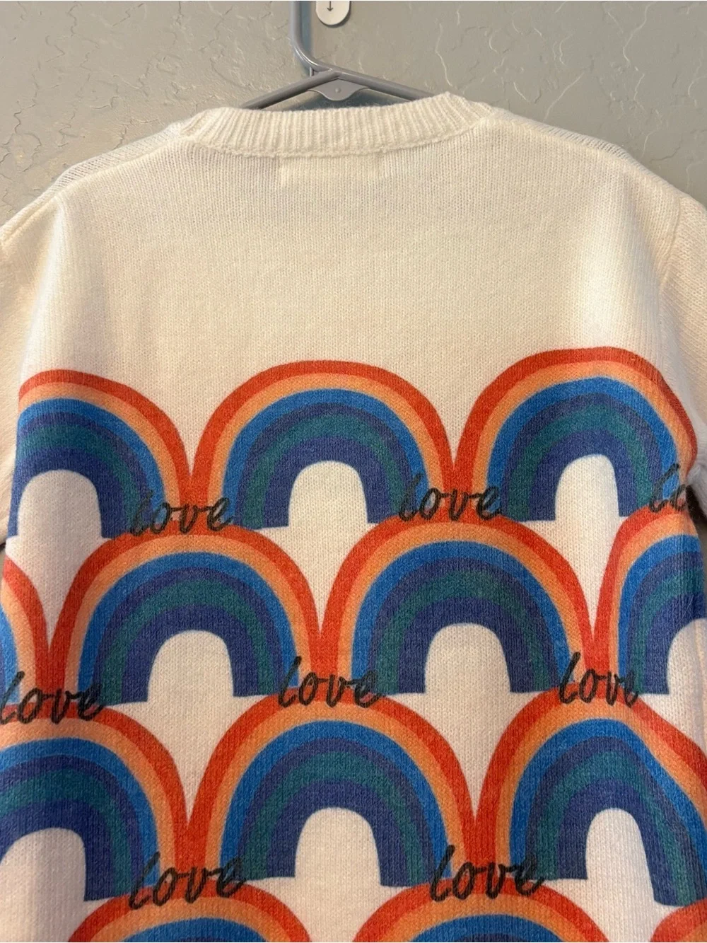 Hannah Banana white rainbow love with gemstones sweater size 4